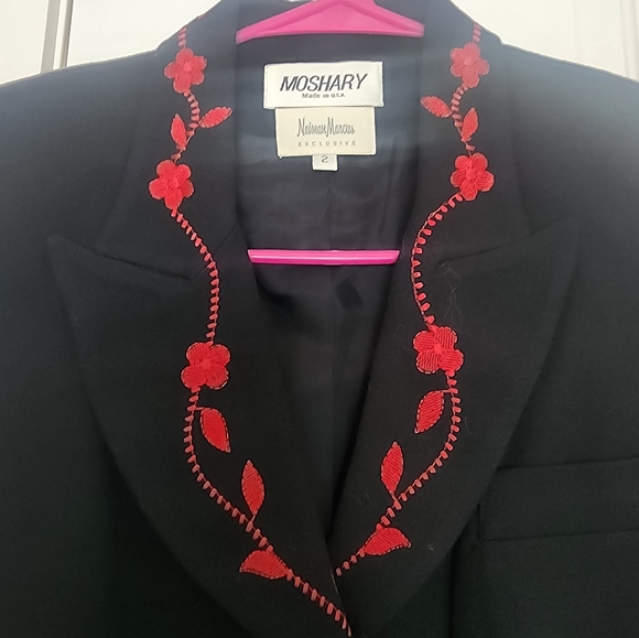 Vintage Moshary, blazer, size 2, red and black, wool. - Picture 3 of 11
